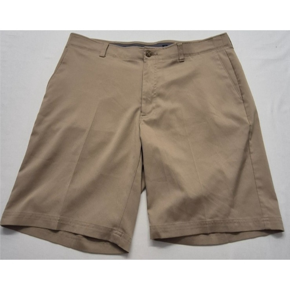 PGA TOUR men's khaki chino golf shorts sz. 36 flat front stretch outdoor pockets
